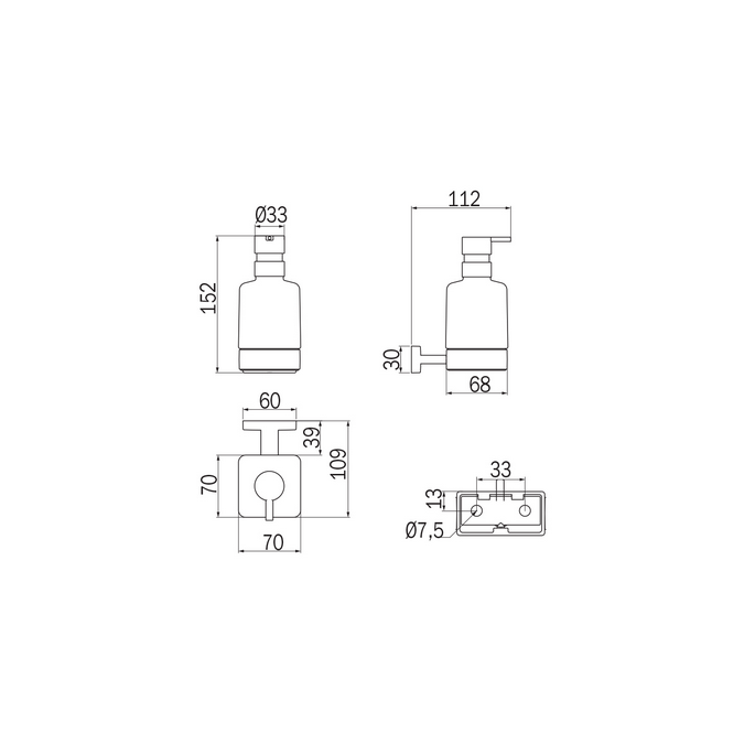 Inda Lea 1800 A18120CR21 soap dispenser satin glass chrome
