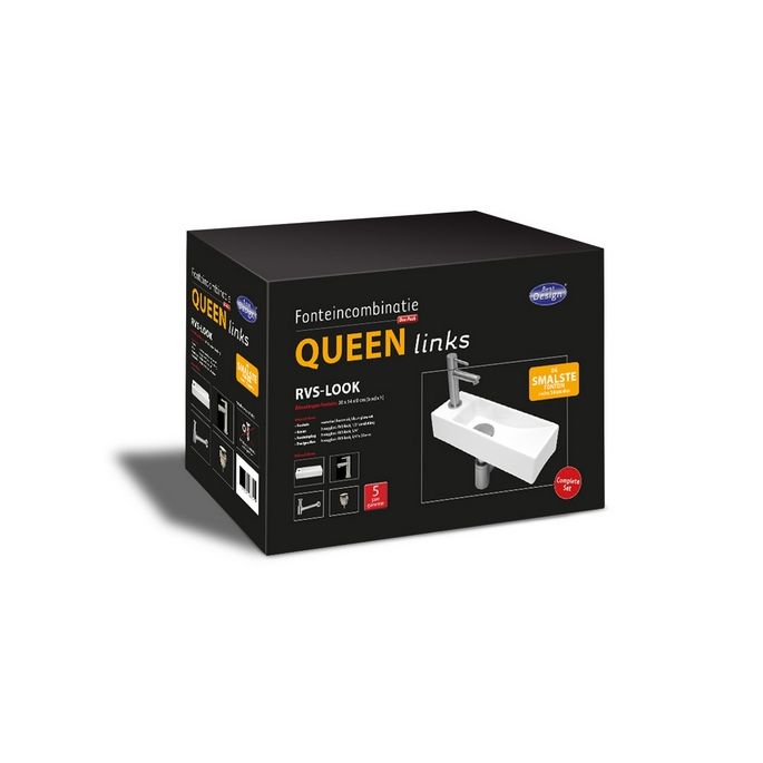 San4U 2500501 One Pack Queen (left) basin set white ceramic/ nickel stainless steel look