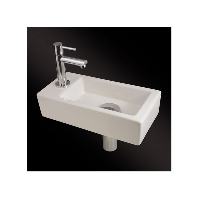 San4U 2512035 One Pack Mini-Block (left) fountain set white ceramic/ chrome