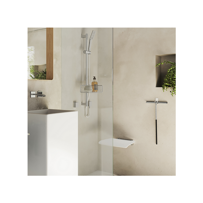 Smedbo Living Basic FK404 folding shower seat white with chrome