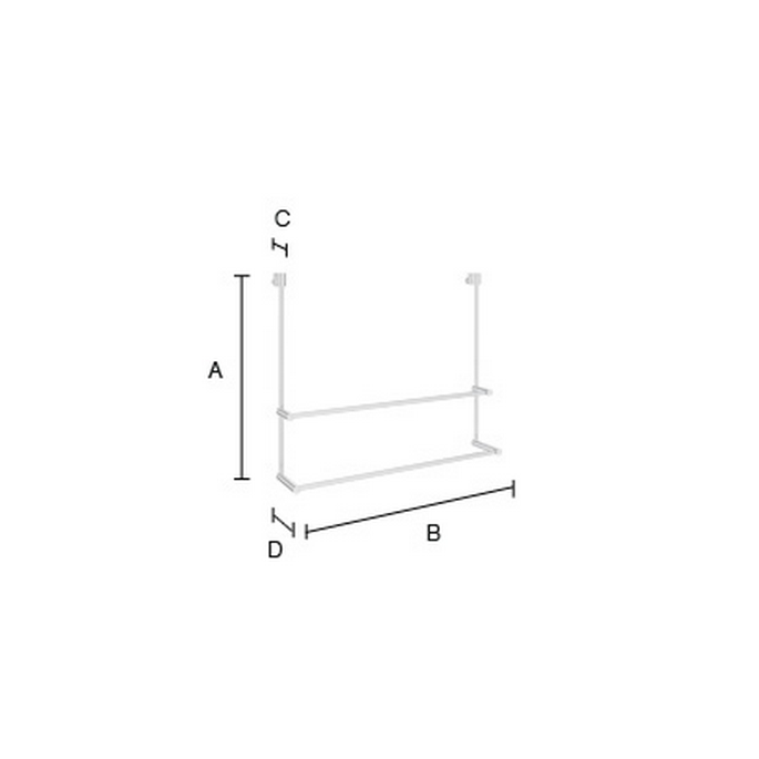 Smedbo Sideline DK3102 dubbel handdoekrek voor douchewand 60cm chroom