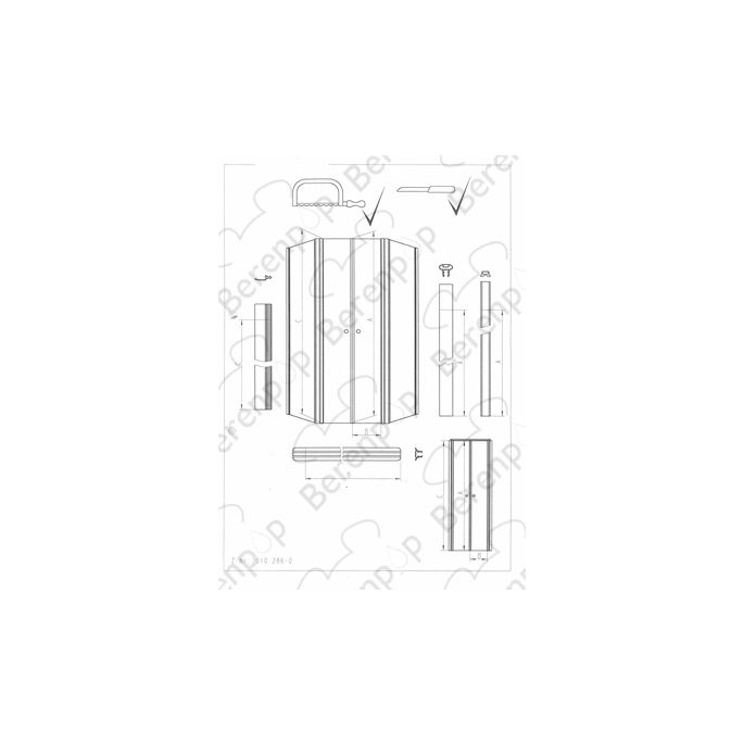 Sphinx Supra Top S8L41850 ( 2537273 ) complete strip set for swing door 100 and pentagon 100 (from 05.2001)