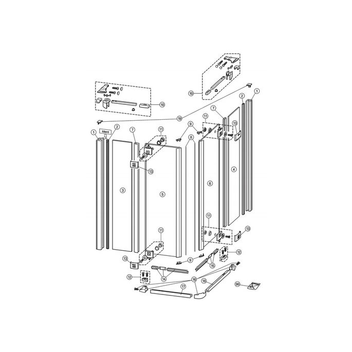 Huppe 1002, 054244 set inschuif magneetstrippen, 200cm
