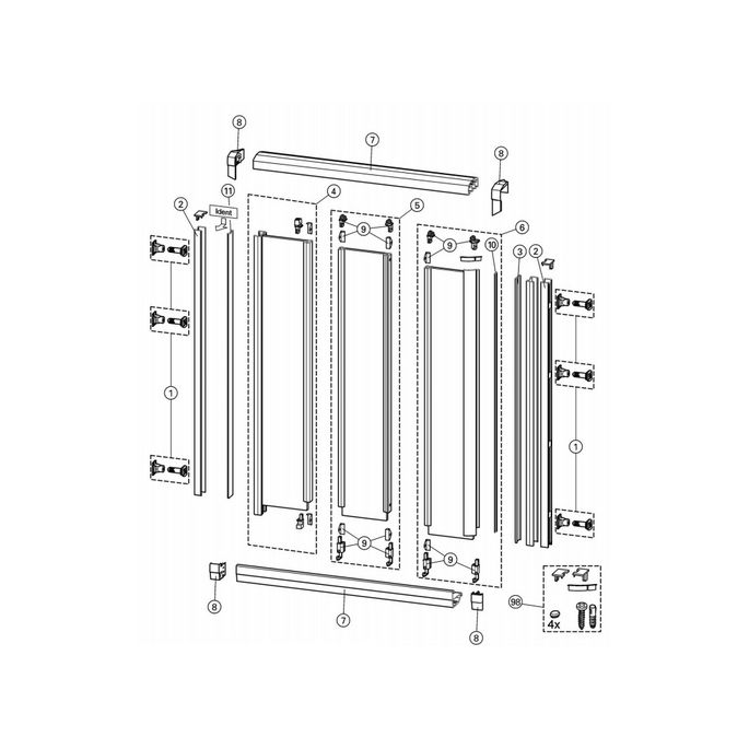 Huppe 1002, 054978 set wieltjes en geleiders *niet meer leverbaar*