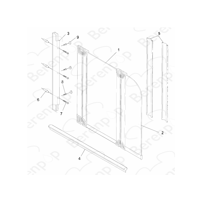 HSK Favorit / Prima E60077 vertical seal (each) for 2-part or 3-part bath folding wall, gray