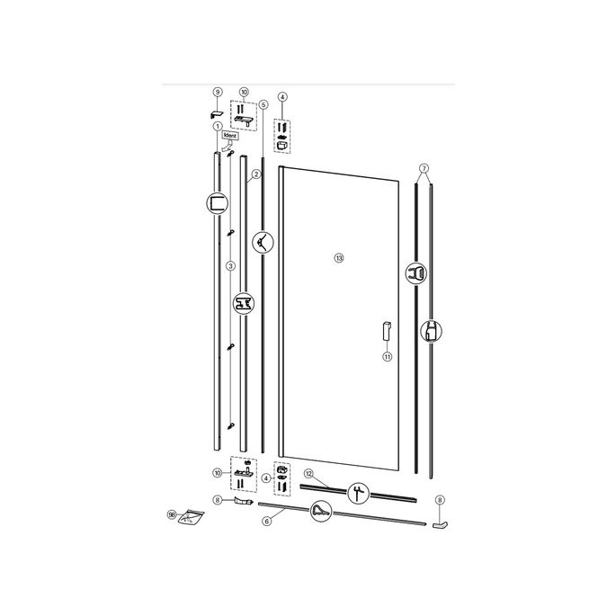 Huppe Design Pure, 025163 water barrier, end caps