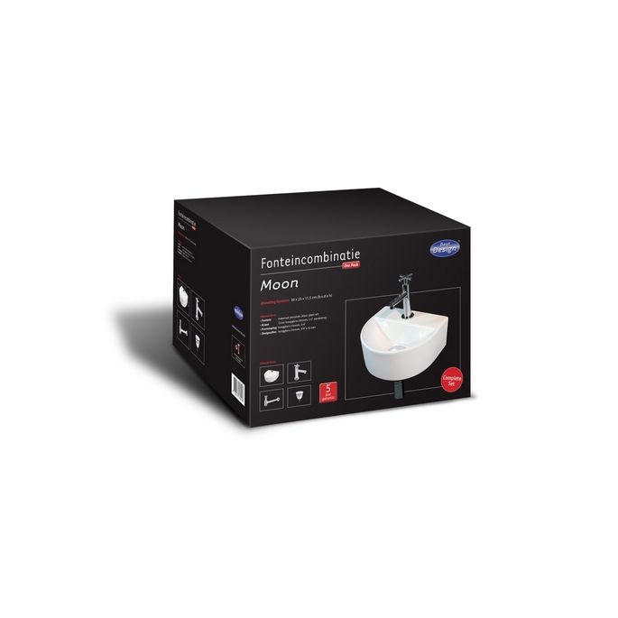 San4U 2504035 One Pack Moon fountain set white ceramic/ chrome