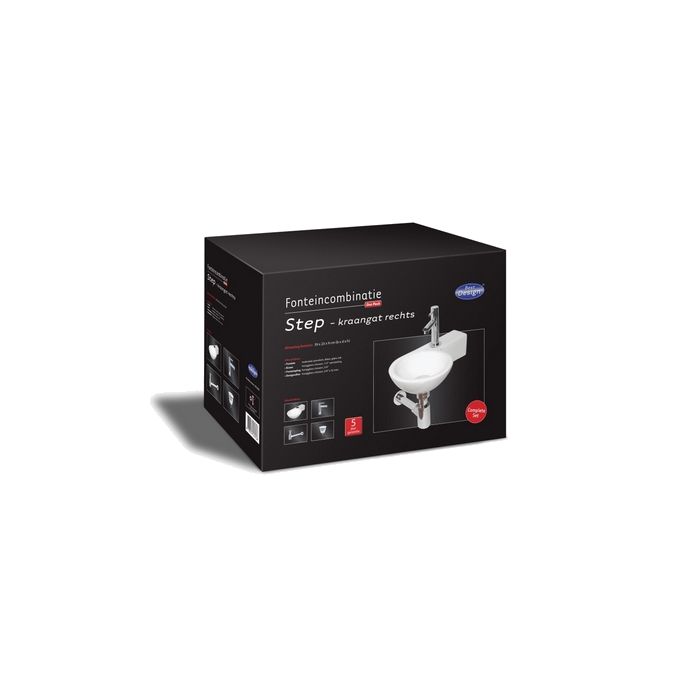 San4U 2506035 One Pack Step (rechts) fonteinset wit keramiek/ chroom