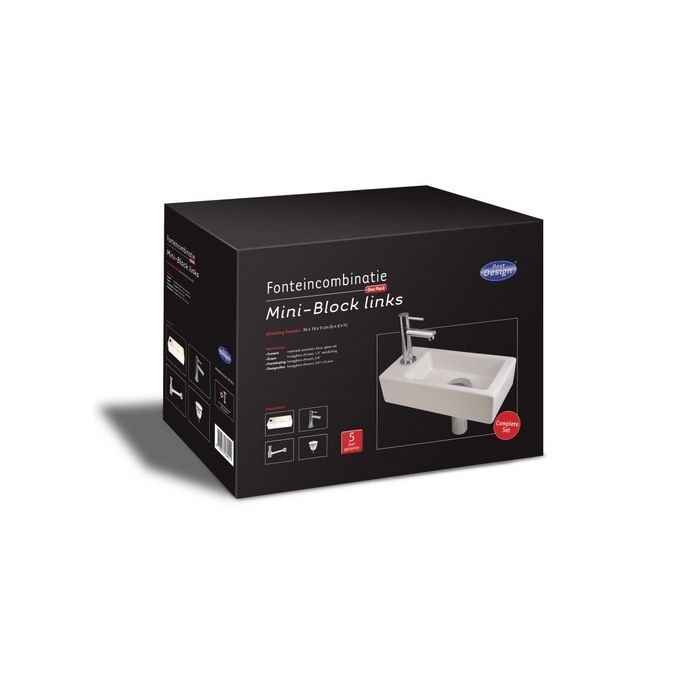 San4U 2512035 One Pack Mini-Block (left) fountain set white ceramic/ chrome