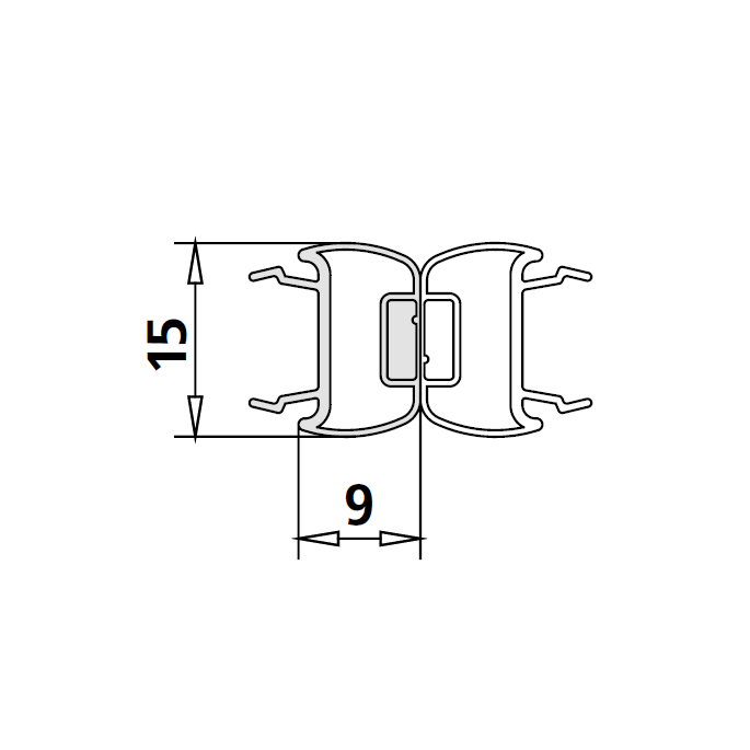 Kermi 6036439 magnetic profile 180 degrees for closing profile vertical 200cm