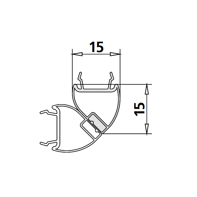 Kermi 6036441 magnetisches Profil 90 Grad rechts vertikal 200cm