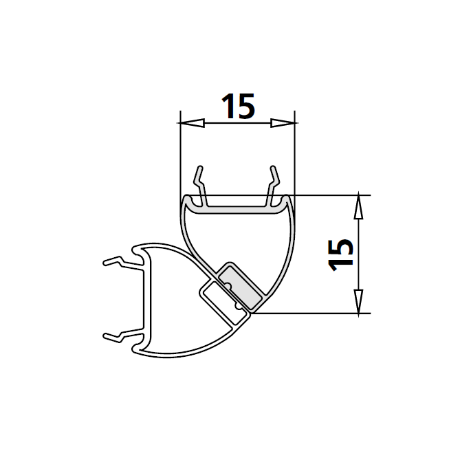 Kermi 6037523 magnetic profile 90 degrees right vertical 200cm