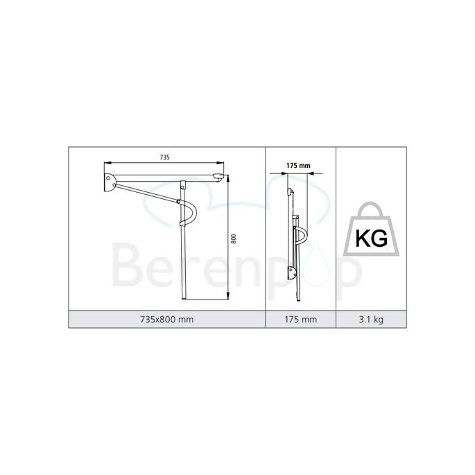 Etac Optima L 80303006 klappbar Stützgriffe 73,5 cm weiß