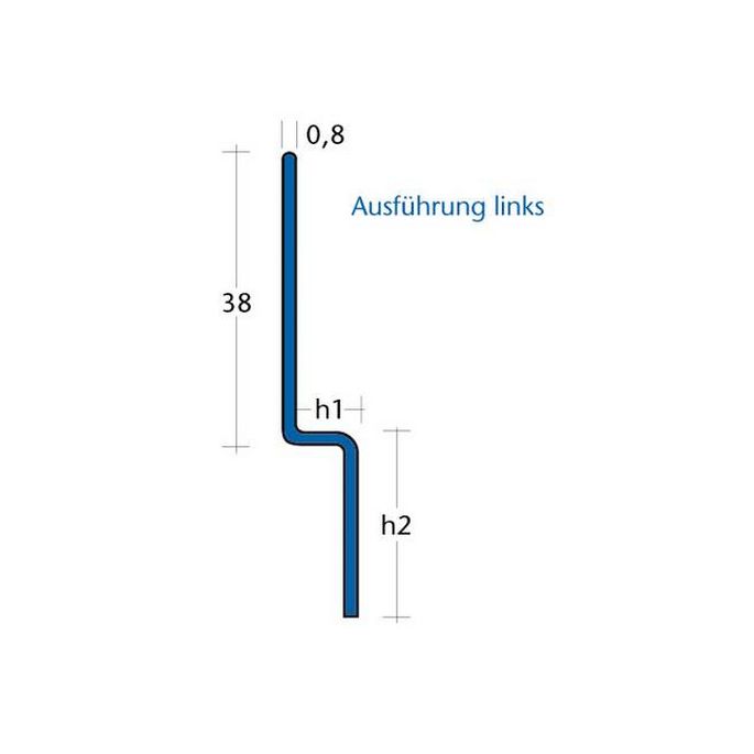 Blanke Aqua Keil Wall 840280B125L Dichtungsprofil 2000x12,5x40mm links Edelstahl gebürstet