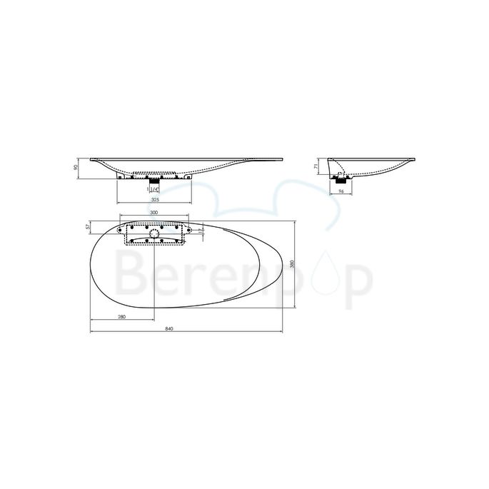 Clou Erste CL0227011 Waschbecken 84x38cm aluite weiß