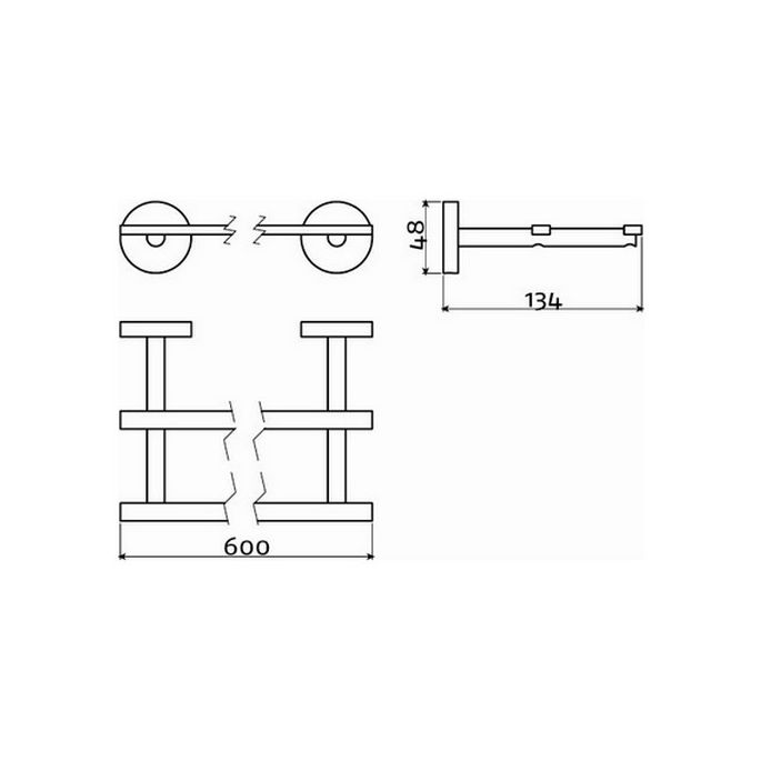 Clou Flat CL0902053 towel rail double 60cm chrome