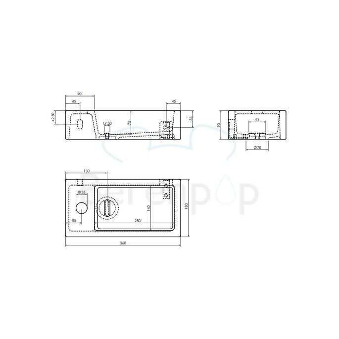 Clou Flush 3 CL0303032 Keramik Handwaschbecken 36cm weiß