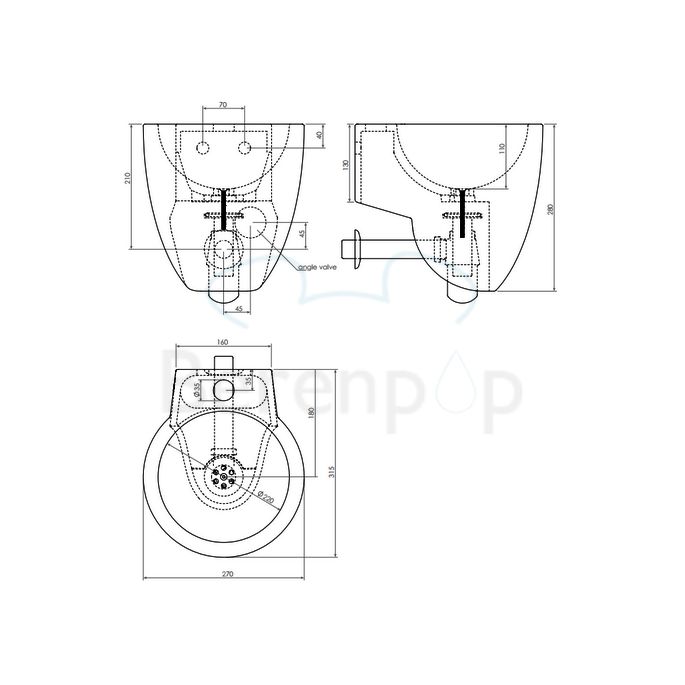 Clou Flush 6 CL0303060 Keramik Handwaschbecken 27cm weiß