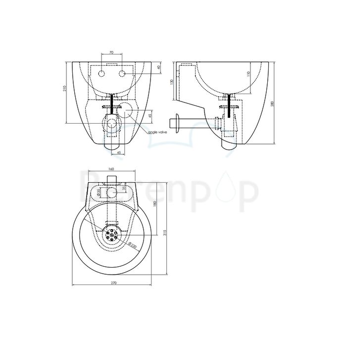 Clou Flush 6 CL0313061 aluite fountain 27cm white