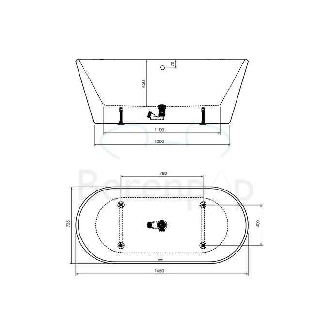 Clou InBe IB0540301 freestanding bath 165x73 acrylic white