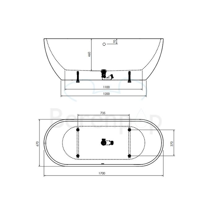Clou InBe IB0540302 freistehend Bad 170x67 Acryl weiß