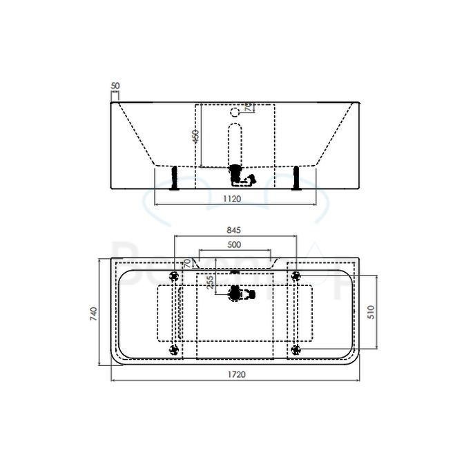 Clou InBe IB0540506 bathtub wall model 172x74 acrylic white