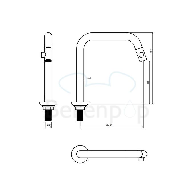 Clou Kaldur CL060500329L Handwaschbeckenarmatur Ständer (linke Ausführung) chrom
