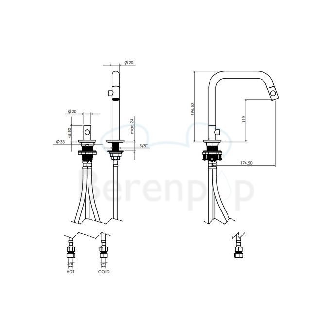 Clou Kaldur CL061500329L 2-hole faucet (left-hand version) chrome