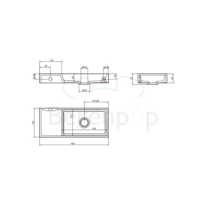 Clou Mini Wash Me CL0303135 Keramik Handwaschbecken 45cm weiß