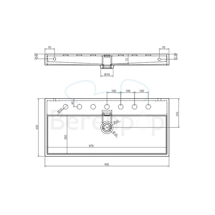Clou Wash Me CL0201034 wastafel 90x42cm keramiek wit