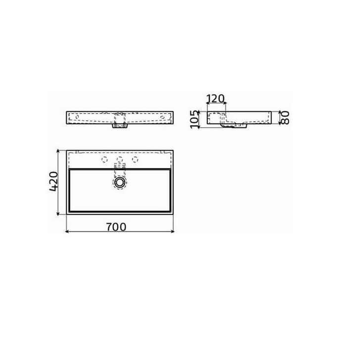 Clou Wash Me CL0226032 Waschbecken 70x42cm Mineralmarmor weiß