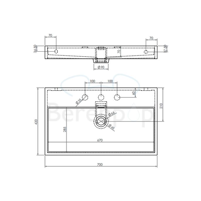 Clou Wash Me CL0230032 sink 70x42cm ceramic matte black