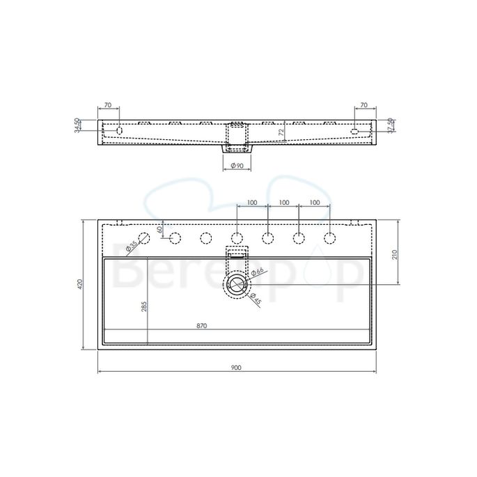 Clou Wash Me CL0230034 sink 90x42cm ceramic matte black