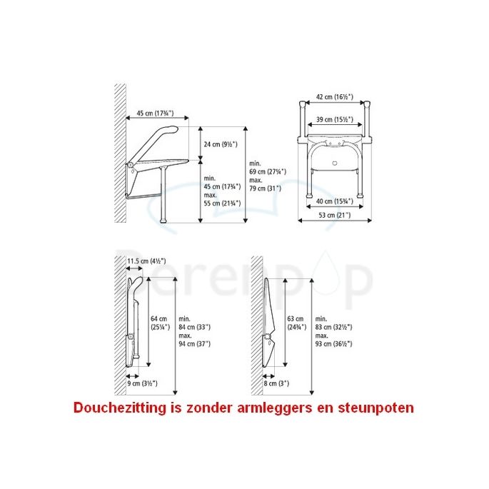 Etac Relax 81708000 Duschsitz Vulkangrau