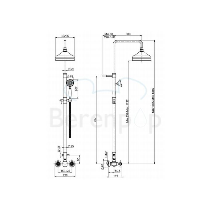 Fima Carlo Frattini Elizabeth F50852OR surface mounted shower mixer 2 handle with shower set gold