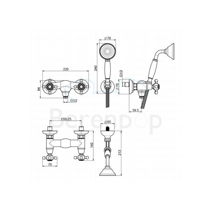 Fima Carlo Frattini Elizabeth F5085SN surface mounted shower mixer 2 handle with garnish brushed nickel