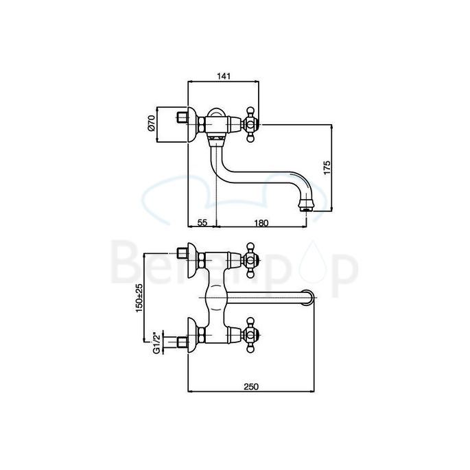 Fima Carlo Frattini Elizabeth F5086BR Wand Küchenarmatur 2-Griff Bronze
