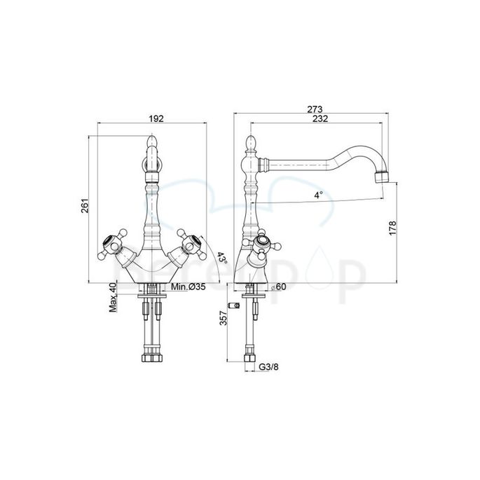 Fima Carlo Frattini Elizabeth F5087OR kitchen faucet 2-handle gold