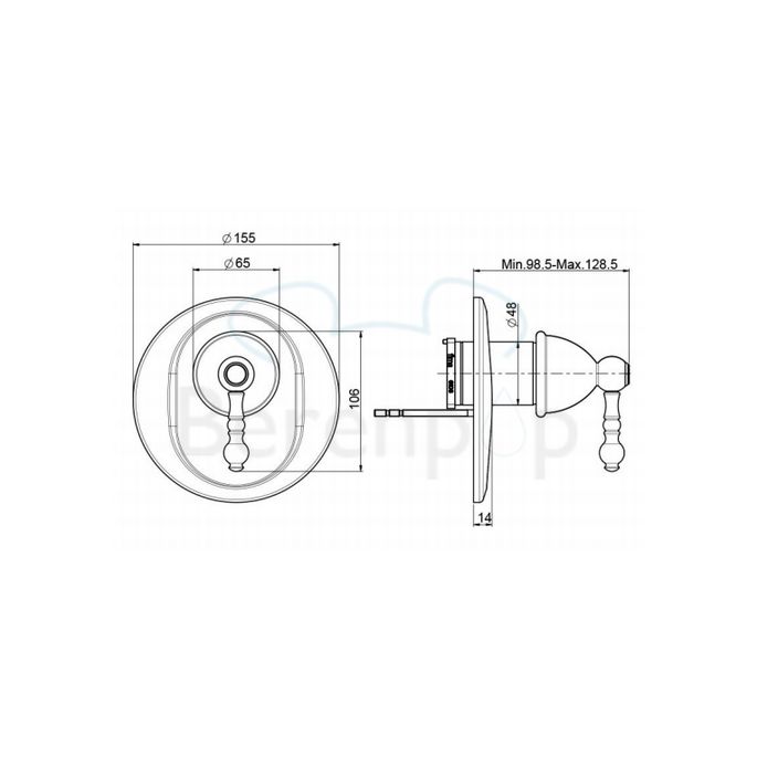 Fima Carlo Frattini Elizabeth/ Epoque F5089X1OR concealed shower valve 1-lever without diverter (1 outlet) gold