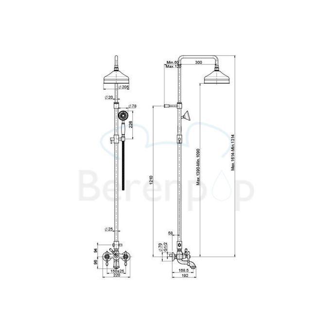 Fima Carlo Frattini Epoque F50542CR bath faucet surface mounted 2 handle with shower set chrome