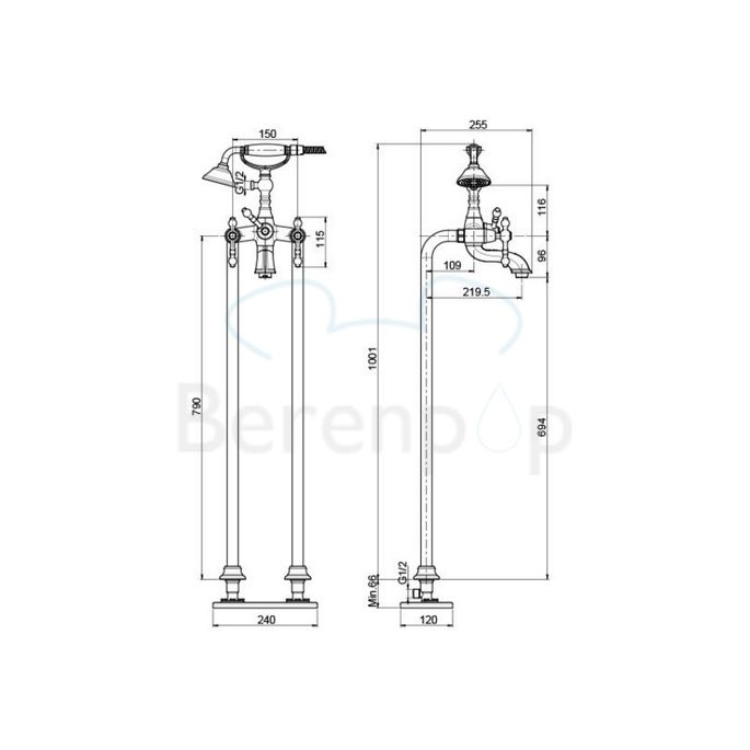 Fima Carlo Frattini Epoque F50544CR freestanding bath faucet 2-handle with trim chrome