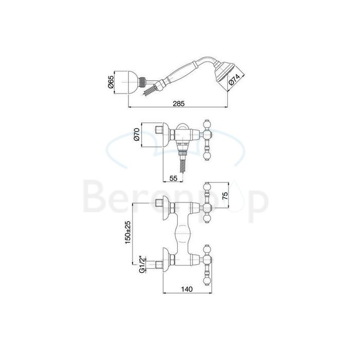 Fima Carlo Frattini Epoque F5055SN surface mounted shower mixer 2 handle with garnish brushed nickel