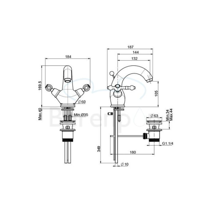 Fima Carlo Frattini Epoque F50612SN wastafelkraan 2-greeps geborsteld nikkel