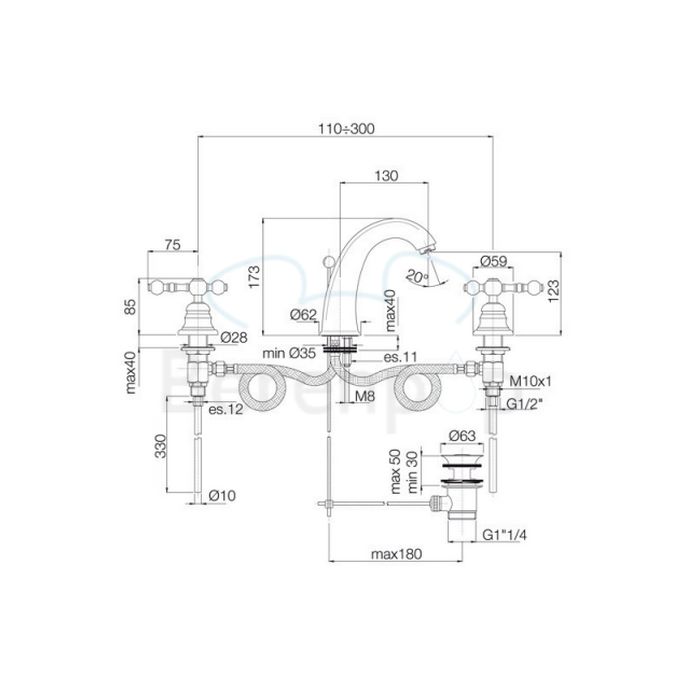 Fima Carlo Frattini Epoque F5071BR 3-hole basin faucet 2-handle bronze
