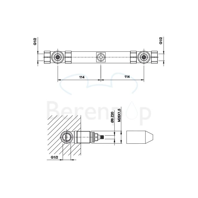 Fima Carlo Frattini F2240 installation part for 3-hole wall-mounted washbasin tap