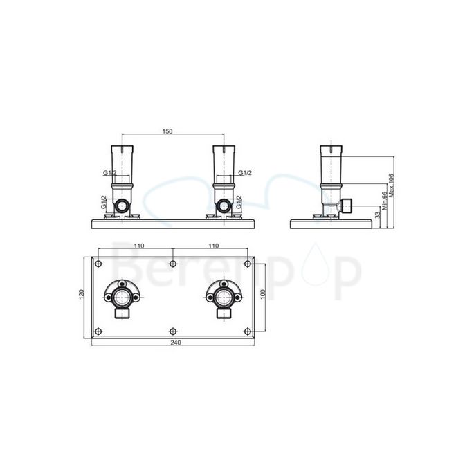 Fima Carlo Frattini F2302 installation part for free-standing bath mixer
