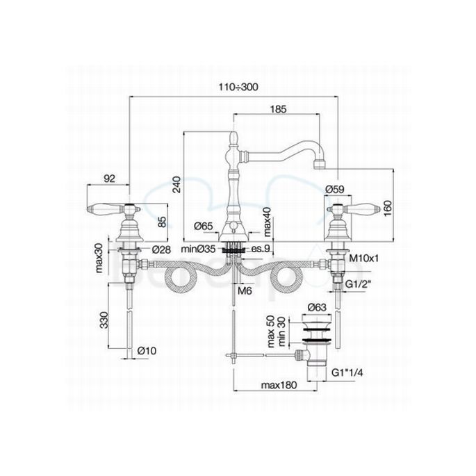 Fima Carlo Frattini Herend F5401SN 3-hole basin faucet 2-handle brushed nickel