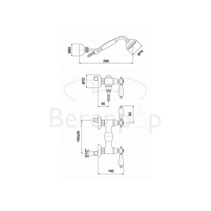 Fima Carlo Frattini Herend F5405OR Aufputz Duscharmatur 2-Griff mit Garnitur gold