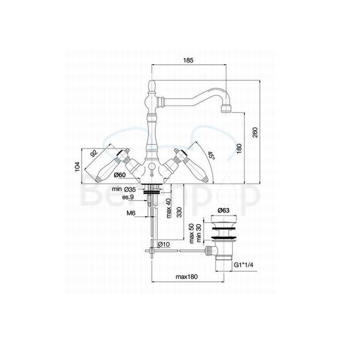 Fima Carlo Frattini Herend F5411SN basin mixer 2 handle brushed nickel