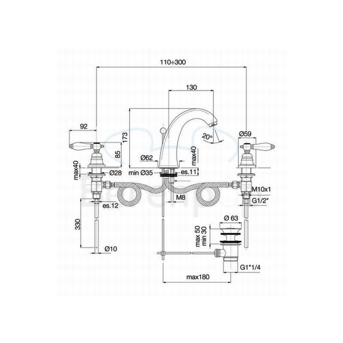 Fima Carlo Frattini Herend F5421BR 3-hole basin faucet 2 handle bronze